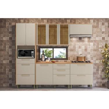 Imagem de Cozinha Modulada Completa Atena 5 Peças (2aéreos+2balcões+1paneleiro) Cp05 Jequitiba-off White Fosco - Linea Brasil