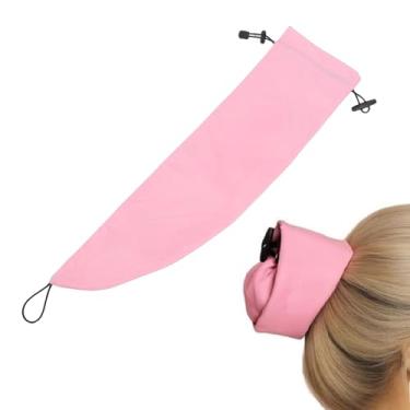 Imagem de Ymiko Capa de Cabelo à Prova D'água para Cabelos Longos, Rabo de Cavalo, Touca de Banho Rosa para Academia, Piscina, Praia, Tecido Aquático, Protetor de Cabelo para Mulheres