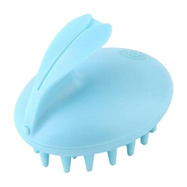 Imagem de barenx Pente massageador de couro cabeludo elétrico fofo para cuidados com a cabeça com bateria - azul