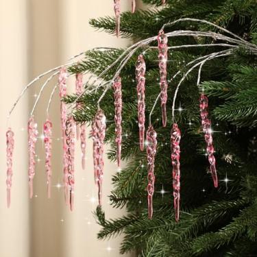 Imagem de Seenelling 4 peças, 8 peças, palitos de gelo de Natal de 19,7 polegadas, decorativos para árvore de Natal, palitos de cristal, galhos de gelo, ornamentos para guirlanda de casamento, festa de inverno