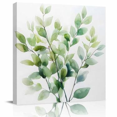 Imagem de LDLYTZXK Arte de parede em tela quadrada de folhas verdes, pintura em tela estilo moderno primavera verão para escritório, sala de estar, quarto, banheiro, arte giclée moderna, impressões de imagens