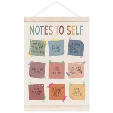 Imagem de TWRVI Cabide de pôster inspirador de saúde mental com moldura de madeira, decoração de arte de parede motivacional para escritório, pôsteres inspiradores para decoração de sala de aula de escritório