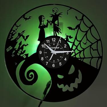 Imagem de Relógio de parede LED com design de disco de vinil de 30,5 cm, silhueta preta, presente ideal para familiares e amigos no Natal e aniversários