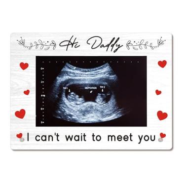 Imagem de Bgohrd Porta-retrato de ultrassom para bebê, Hi Daddy I Can't Wait To Meet You, presentes de anúncio de gravidez para novos pais, molduras de acrílico 10 x 15 cm para berçário, sala de estar, 03