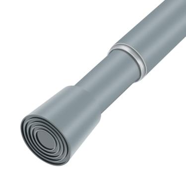 Imagem de Varão de cortina de chuveiro ajustável cinza prateado 71-132 cm, 1 peça, haste de cortina antiderrapante com mola de tensão resistente de 22TD28-52SL para janelas, banheiro, cozinha, armário, porta