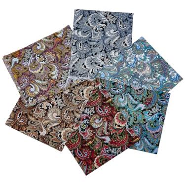 Imagem de letsinstyle Pacote de tecido acolchoado de algodão de 50,8 cm x 40,6 cm, folhas pré-cortadas de quadrados gordos estampados Paisley patchwork, suprimentos para fazer bricolage para almofadas de
