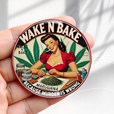 Imagem de Design de ímã de geladeira vintage - adesivo redondo de resina acrílica de 6,3 cm para geladeira retrô, presente perfeito para geladeira, armário ou qualquer superfície magnética.