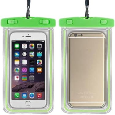 Imagem de Kit 2 Capas Prova D'Água Para Celular Universal Até 6,5” Transparente Com Alça Bolsa Impermeável (Verde)