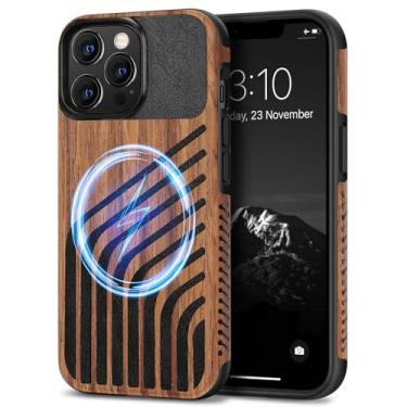 Imagem de TENDLIN Capa fina híbrida de couro compatível com iPhone 13 Pro Max com textura de fibra de carbono (compatível com MagSafe)