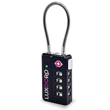 Imagem de LUXOORO Cadeado de bagagem aprovado pela TSA Tool-Less com indicador de alerta, combinação redefinível de 4 dígitos, trava de viagem de liga de zinco durável para mala, mochila, caixa de ferramentas