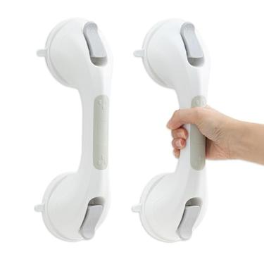 Imagem de DUORAN Cabo de chuveiro, pacote com 2, barra de apoio de 30 cm para banheiras e chuveiros, corrimão de segurança com ventosa forte para idosos, recuperação de lesões, aderência à prova d'água para