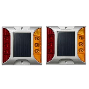 Imagem de Tacha Sinalizador Solar Viario Olho De Gato Kit 2 Uni Rodovia Estrada 