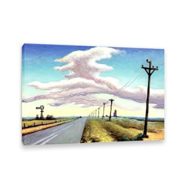 Imagem de Zeichn8u Thomas Hart Benton Impressão em tela Texas Panhandle Route pinturas famosas arte de parede Thomas Hart Benton pôster decoração de casa para quarto sala de estar escritório 100 x 70 cm (33 x