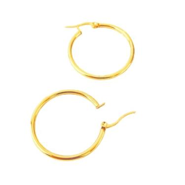 Imagem de Brincos de argola banhados a prata/ouro para mulheres – hipoalergênicos, leves, argolas grandes de 30 a 60 mm, 40 MM, Metal, Sem pedra preciosa