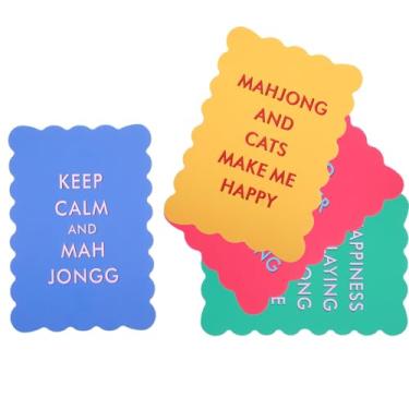 Imagem de Sibba Mahjong Tile Mixer Shufflers Color Mahjong Shuffler Card with Funny Sayings 4PCS Plastic Mahjongs Shuffler Cards Portable Mah Jongg Accessories with Wavy Scalloped Edges for Mixing Shuffling Til
