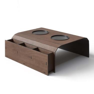 Imagem de Esteira para Braço de Sofá com Porta Copos e Suporte para Controle - Apoio para Bebidas e Organizador 40x28,5cm(2 CONTROLES NOGUEIRA)