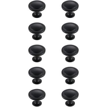 Imagem de Elegante Iluminação Interior Moderna Casa Decorativa Armário/Gaveta Hardware Logyn 3,3 cm Diâmetro Matte Black Mushroom Knob Multipack (conjunto de 10)
