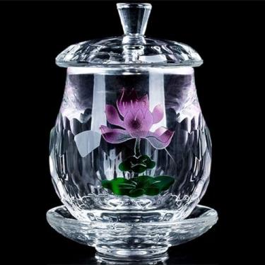 Imagem de FENNYYAR 1 copo de cristal para oferta de água benta, 8,7 cm, 8,6 cm, copo de adoração budista tibetano altar