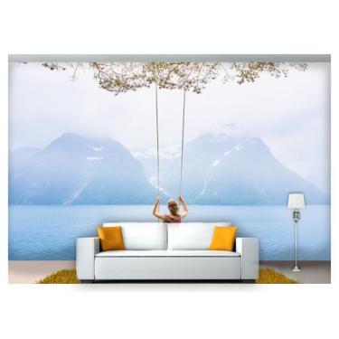 Imagem de Papel De Parede Mar Lago Balanço Nuvens 3D Npr221 - Você Decora