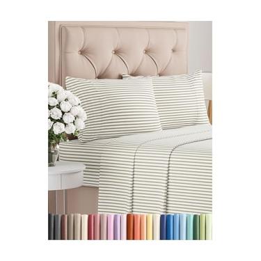 Imagem de Conjunto de lençóis de 4 peças Cal King Size - Conjunto de lençóis de cama respirável e refrescante - Roupa de cama de luxo de hotel para mulheres, homens, crianças, adolescentes, meninos e meninas