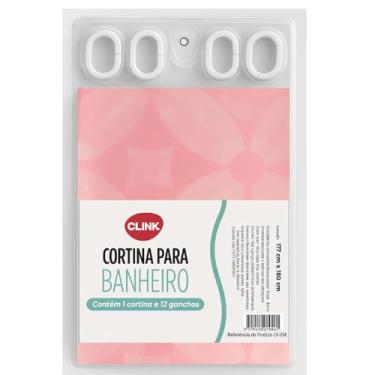 Imagem de Cortina para Banheiro com 12 Ganchos, Plástico Impermeável, Estampado Multiuso (Rosa)
