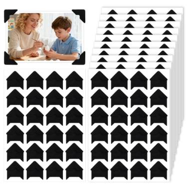 Imagem de 240 peças de cantos fotográficos para álbuns, adesivos autoadesivos de canto para fotos, sem ácido, cantos de montagem de imagens pretas para álbuns de álbuns de recortes, livros de memória