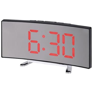 Imagem de Despertador com espelho de LED para quarto, despertadores com visor de números grandes, temperatura, soneca para pessoas com sono profundo 16 x 7 x 3 cm, vermelho