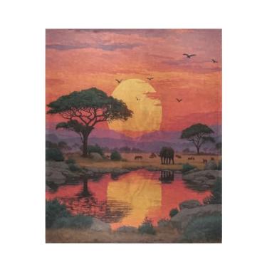 Imagem de Blueangle Cobertor de savana africana super macio e quente, 127 x 152 cm, leve para todas as estações, cobertor aconchegante para cama, sofá, sofá, fácil de cuidar (405)
