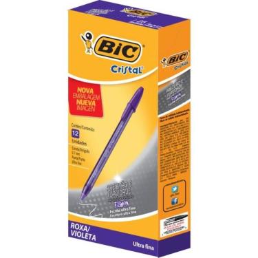Imagem de Caneta Esferográfica Cristal Fashion Fine Roxa 12un - Bic