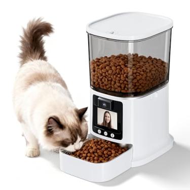 Imagem de Alimentador automático para gatos, dispensador de comida seca para gatos 5L, alimentador de animais de estimação WiFi 2,4 G com áudio bidirecional, gravador de voz 10s, equipado com tela e função de