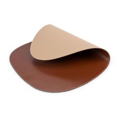 Imagem de Jogo Americano 6 Peças Sousplat de Mesa Sintético Dupla Face para Decoração da Mesa (CARAMELO/BEGE,JOGO COM 4 PEÇAS)