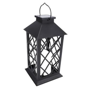 Imagem de Cosiki Lanterna de Vela Solar, Luz de Vela Sem Chama LED Anticorrosiva à Prova de água Com Desligamento Automático para Decoração de Festival de Casamento de Jardim Ao Ar (Lanterna Vela Preta Sem