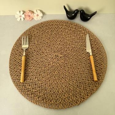 Imagem de Jogo Americano Redondo Juta Boho 38cm Sousplat Rústico Transpassado Mesa Posta (8, Mod D)