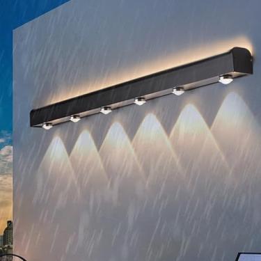 Imagem de Luzes de parede LED para exterior IP65 à prova d'água alumínio metal lâmpada de parede moderna longa para baixo preto iluminação de parede interior/exterior para entrada jardins escada pátio (luz