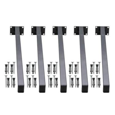 Imagem de Suporte Mão Francesa 5 Un 40cm Lavanderia Grapa De Parafusar Parede Granito Pia Balcão Banheiro Fixar Mármore (Preto)