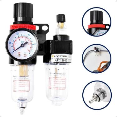 Imagem de Filtro Eliminador De Água E Óleo Com Regulador Pressão 1/4 1