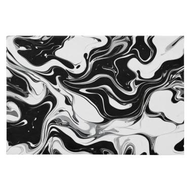 Imagem de CEBUGI Tapete de área 60 x 90 cm macio lavável tapete antiderrapante com suporte de borracha preto branco mármore padrão tapetes para sala de estar, quarto, decoração de casa