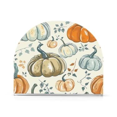 Imagem de Wassud Porta-guardanapos acrílico de abóboras desenhadas à mão, dispensador de guardanapo de papel moderno para mesa, cozinha, sala de jantar, bancada 1 peça (comporta 50-60 guardanapos)