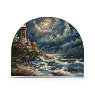 Imagem de Wassud Porta-guardanapos de acrílico para farol de pintura a óleo, dispensador de guardanapos de papel moderno em forma de U para mesa, cozinha, sala de jantar, bancada 1 peça (comporta 50-60