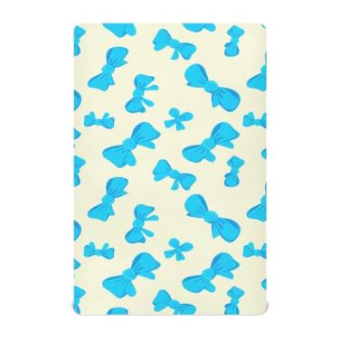 Imagem de Wassud Lençóis de berço com laço azul creme para meninos e meninas, respirável, pacote com lençol de berço neutro 68 x 99 cm