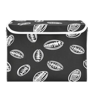 Imagem de CEBUGI Caixas de armazenamento com tampas, caixa de armazenamento de tecido dobrável, preto e branco, caixas organizadoras de cubo de futebol para armário de casa prateleiras de quarto 40 x 30 x 30 cm