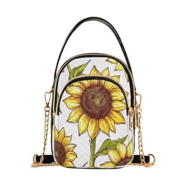 Imagem de CEBUGI Bolsa tiracolo feminina clutch para telefone girassóis elegante bolsa de ombro com alça de corrente removível