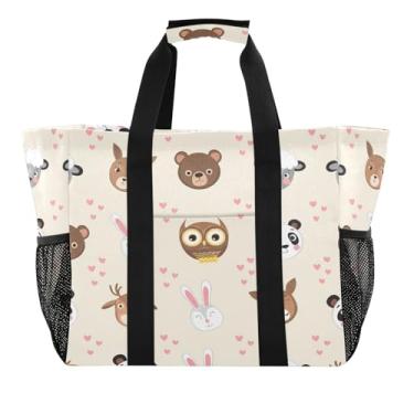 Imagem de Wassud Tulipas bolsa de compras reutilizável de animais fofos, grande, impermeável, organizador de lona para praia, piquenique, lavanderia, viagem