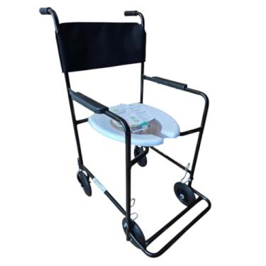 Imagem de Cadeira Rodas Banho 85 kg, Aço Carbono Preta, Acessibilidade e Mobilidade