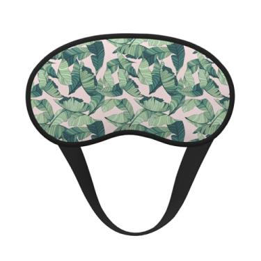 Imagem de Máscara de dormir blecaute com estampa de folhas de palmeira verde rosa máscara de luz macia para dormir meditação viagem ioga