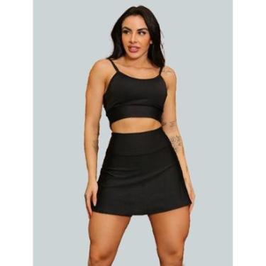 Imagem de Conjunto Short Saia Academia Saia Beach Tennis Com Short Interno Donna Martins-Feminino
