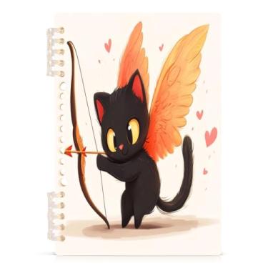 Imagem de Burbuja Caderno de gato Cupido dos Namorados, papel pautado universitário A5 com 60 folhas, fichário para diário, escritório, 1 pacote