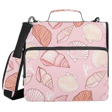 Imagem de Burbuja Pasta de fichário com zíper com 3 anéis de várias conchas com lixa expansível e alça de ombro para laptop de 13 polegadas, vários bolsos para trabalho de escritório