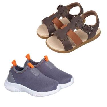 Imagem de Kit 2 Pares Papete Infantil Casual Tênis Calce Fácil Masculino Menino 