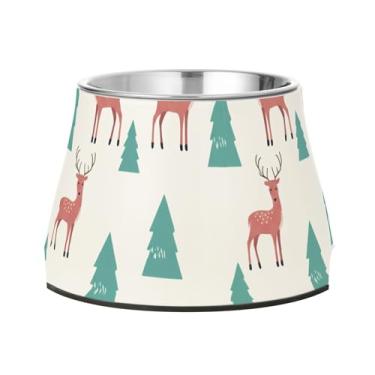 Imagem de Burbuja Tigela de aço inoxidável para comida e água para cães de cervo árvore de inverno, antiderrapante para cães médios e gatos, 590 ml